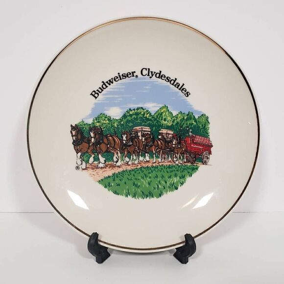 Budweiser Clydesdale Collector Gold Trimmed Plate Official Product‎ - Picture 1 of 6